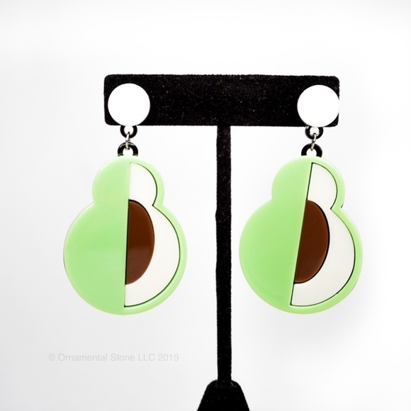 Avocado Pop Art Acrylic Retro Style Earrings #52 - Picture 4 of 5